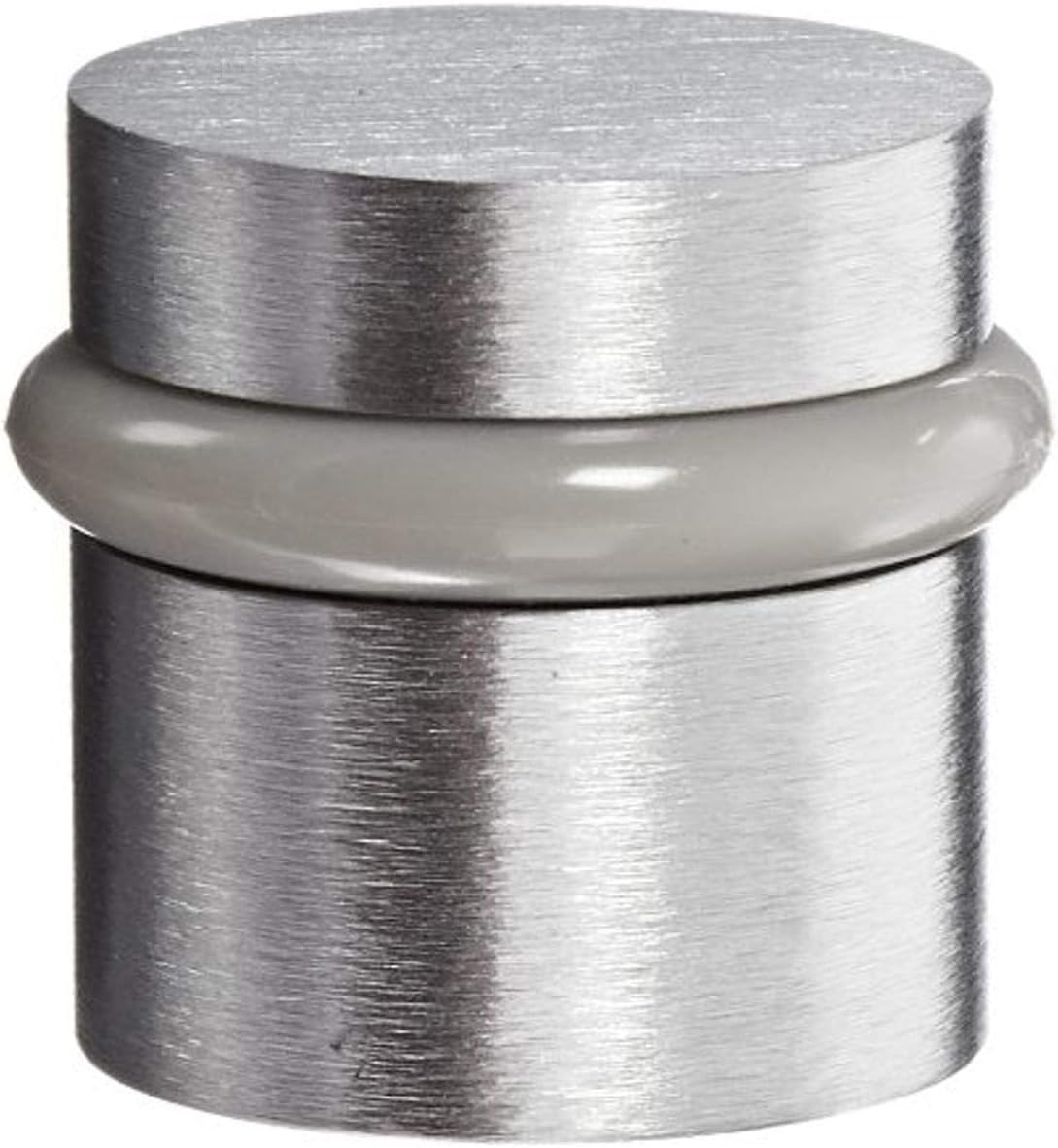 Rockwood 446.26D Brass Modern Style Universal Door Stop, #12 X 1-1/2" WS Fastener with Plastic Anchor and 12-24 x 1" FH MS Fastener with Lead Anchor, 1-1/4" Base Diameter, 1-1/2" Height, Satin Chrome Plated Finish