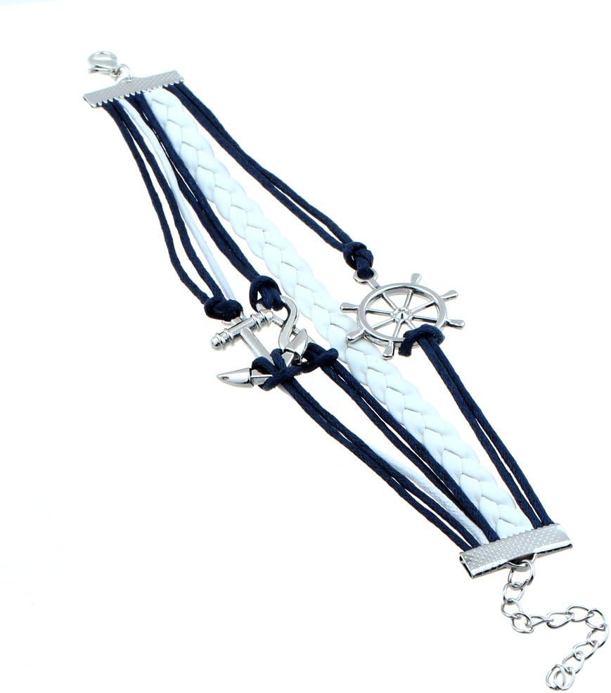 Mix Infinity Anchor Rudder Leather Blue and White Anchor Rudder Sign