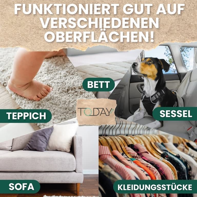 Today Eco - Fusselrolle 16 Rollen + Deckel + 2 Abroller 95% recyceltes Material - Fusselrolle Tierhaare Easy-Peel - Geeignet für Haare, Staub, Kleidung, Tierhare