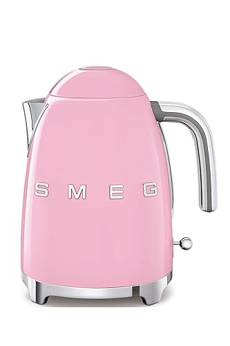 Smeg, Bouilloire Électrique KLF03PKEU 1,7 L, Filtre Anticalcaire Lavable, Arrêt Automatique de Sécurité, Indicateur de Niveau d'Eau, Base Antidérapante, Range Cordon, Puissance 2400W, Rose - 1.7 Litres - Rose