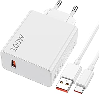 100W Chargeur Rapide avec Câble USB C 1m pour Xiaomi 17 Pro Max 17 15 14 13 12 Ultra POCO X7 Pro F6 X4 5G, Chargeur Turbo pour Redmi Note 13 14 5G 14T 13T POCO Pad M6 Mi 10T Lite