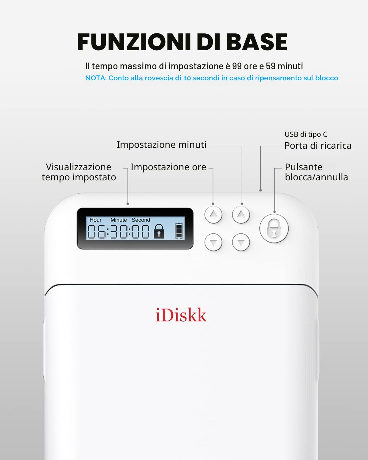 Scatola di blocco del telefono cellulare con timer,scatola timer per iPhone per Android Lock box per telefono cellulare per bambini/studenti/per ottenere più concentrato (bianco)