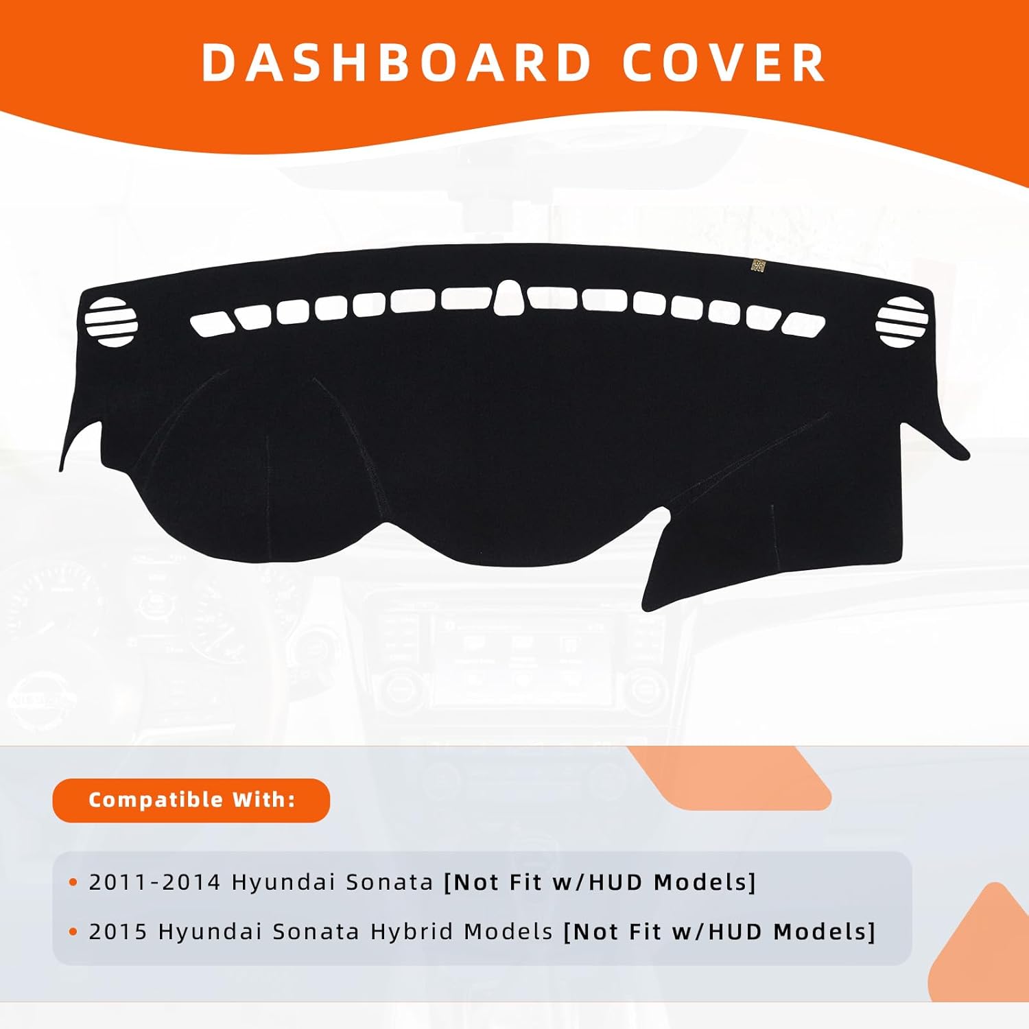 KEYOOG Dashboard Cover Dash Mat Fit for Hy-undai Sonata 2014-2011 (for Left Hand Drive),Car Dash Board Mat Anti-Glare Carpet,Non-Slip Pad Sunshield Protector (Black)