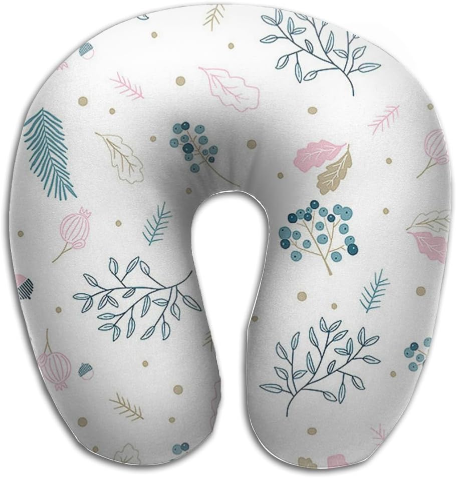 OASBHDUS159 Small Fresh Branches Background U-shaped Design Perfectly Align The Neck And Head, Sleep Peacefully Even When Sitting In The Aviation Seat