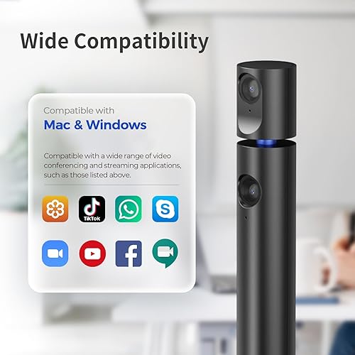 Miniatura 5 de CZUR Cámara web dual Halo X Pro para PC, cámara web 1080P con micrófono, cámara USB para computadora, vista de 90, Plug & Play, compatible con