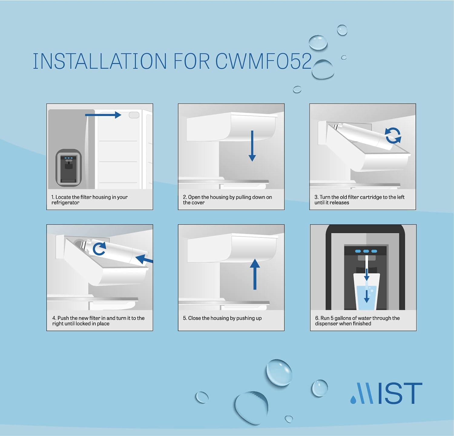 Mist Ultra Clarity Pro Water Filter Replacement compatible with Bosch BORPLFTR50, Refrigerator Water Filter compatible with BORPLFTR55, 12033030, 11032531, WFS200MF, RA450022, REPLFLTR55 (2 pack)