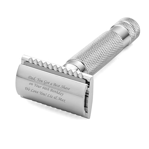 Maquinilla de afeitar de seguridad grabada de doble filo personalizada resistente para hombres, 5 cuchillas incluidas