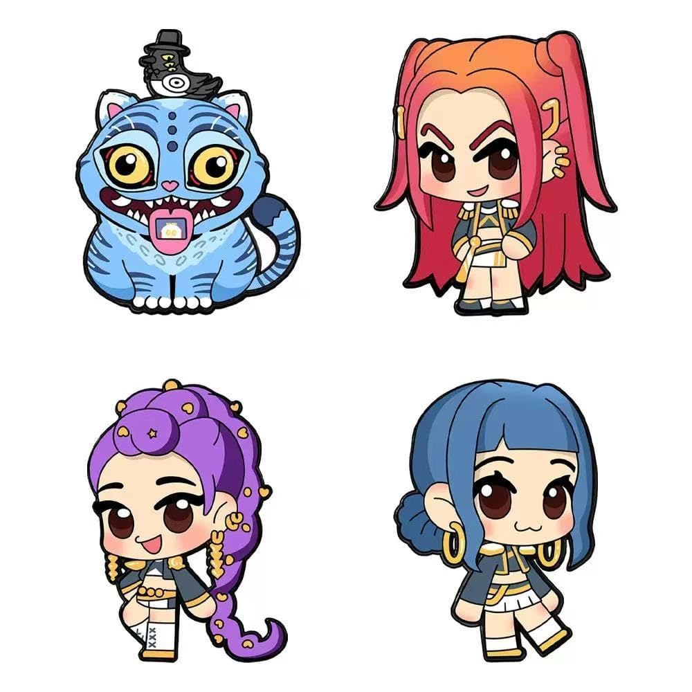 4PCS Dark Fantasy Demon Movie Hunters Themed Brooch Demon Hunters 3.5CM×2.8CM Butterfly Clasp Fastening Personalized Character-Inspired Accessory - 2