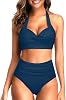 Tempt Me Women Two Piece Swimsuit High Waisted Bikini Halter Vintage Retro Bathing Suit Push up Swimwear