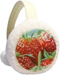 Fresh Strawberry Picture Nature Photograph Winter Ear Warmer Cable Knit Furry Fleece Earmuff Outdoor