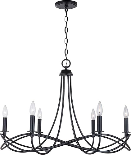 Capital Lighting 431661MB Sonnet - Candelabro con marco de metal, 6 luces, 360 vatios totales, 22 pulgadas de alto x 30 pulgadas de ancho, negro mate