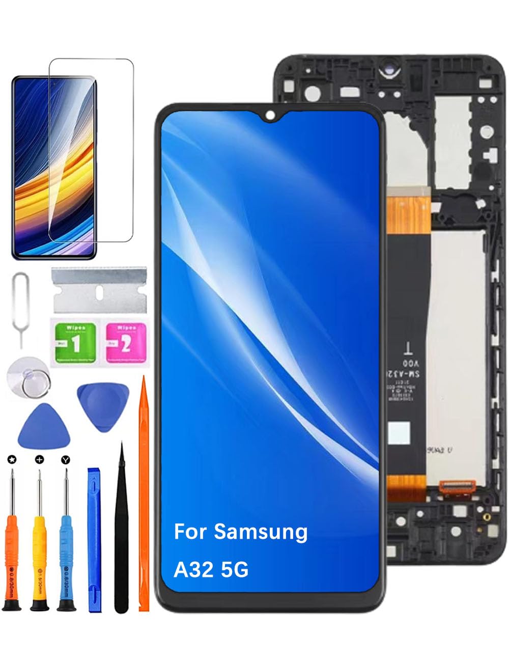Display di ricambio originale per schermo LCD Samsung Galaxy A32 5G, A326B A326BR A326U A326W A326K LCD Display Touch Digitizer Assembly Kit parti di riparazione (senza per A32 4G, nero con cornice)