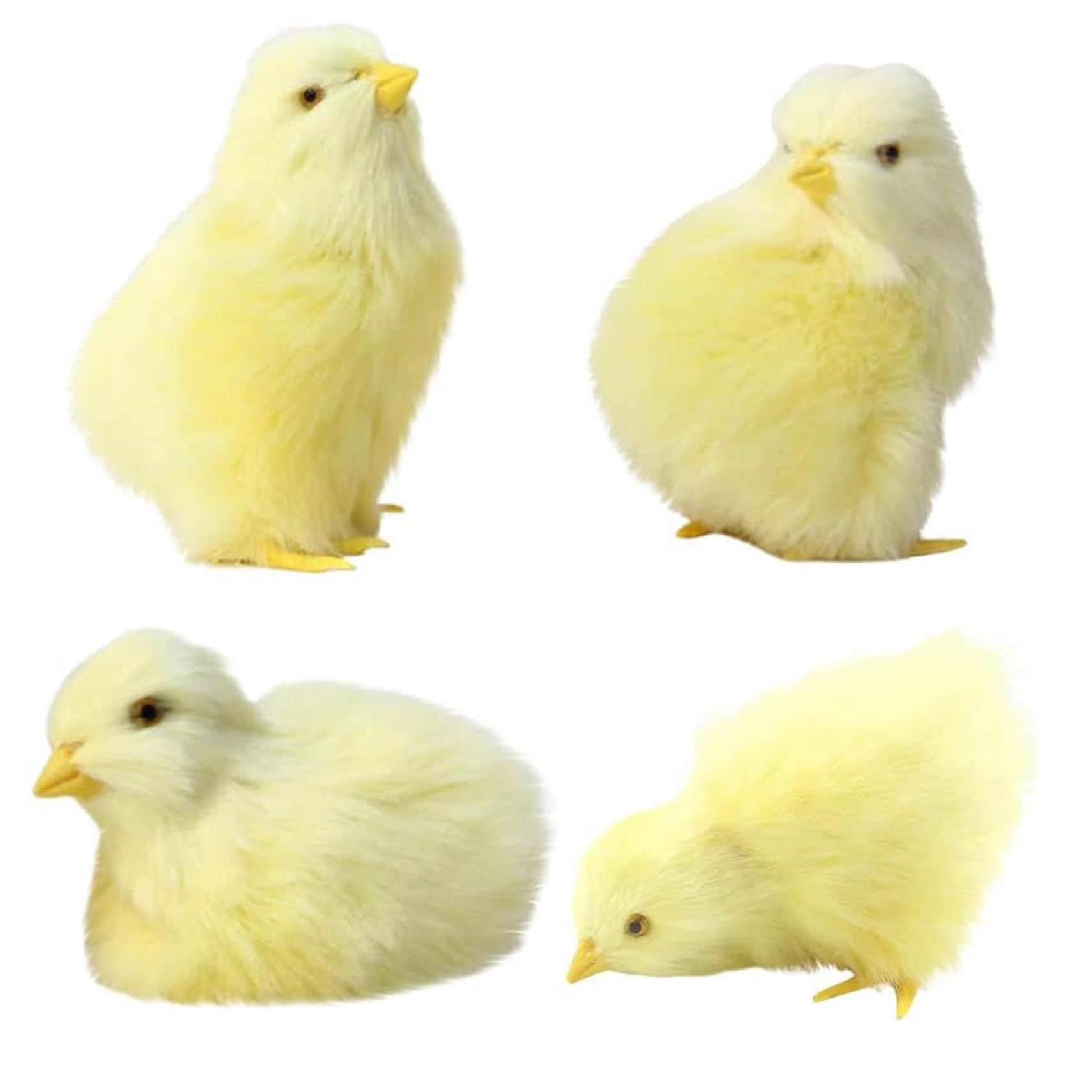 Licsaliwe Simulation Plush Baby Chick Toys 4PCS 4 Poses – Realistic Easter Animal Toy for Spring Photo Props Basket Easter Chicken Decoration