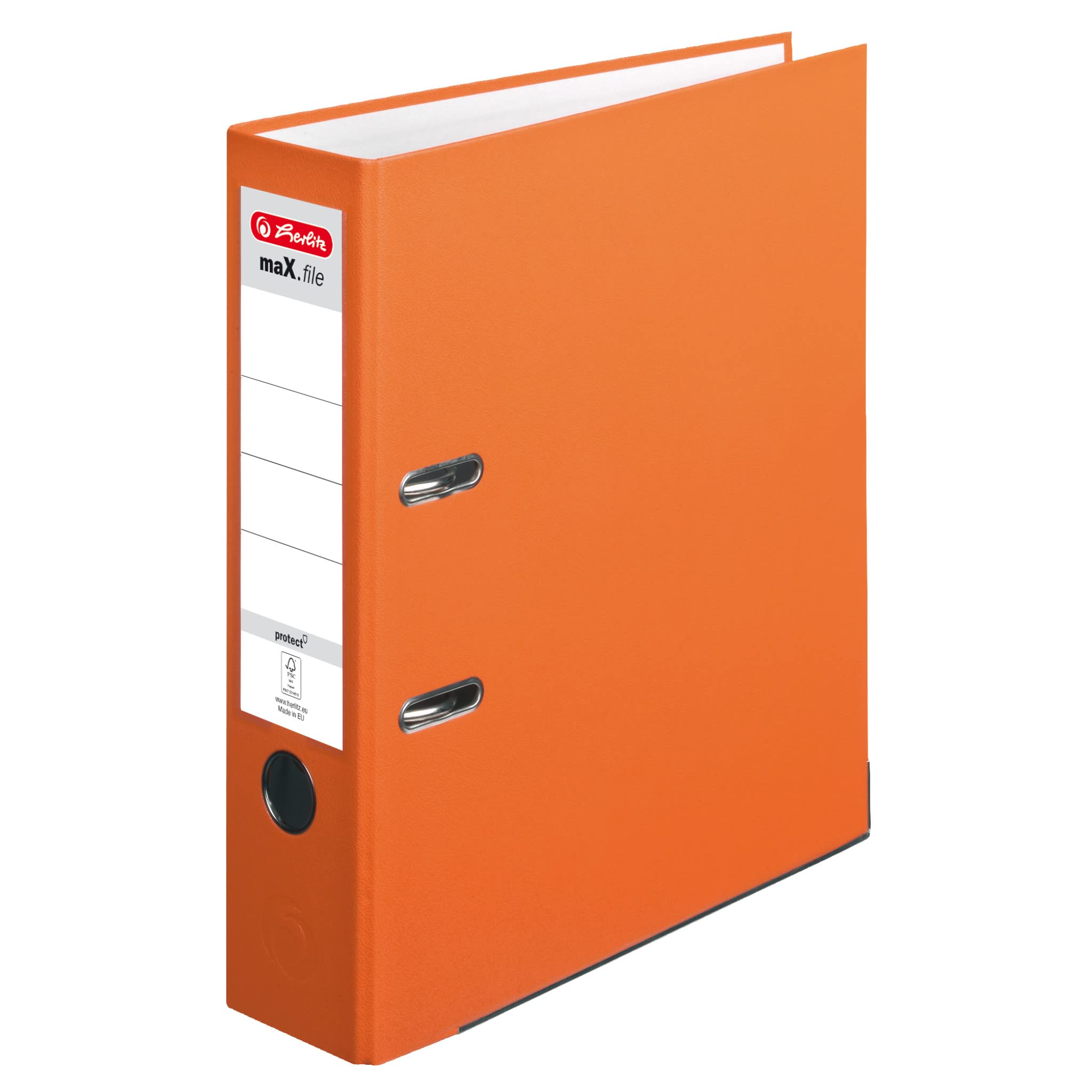 Herlitz maX.File Protect - Cartellina A4, 8 cm, con etichetta sul dorso, 20 pezzi, colore: arancione