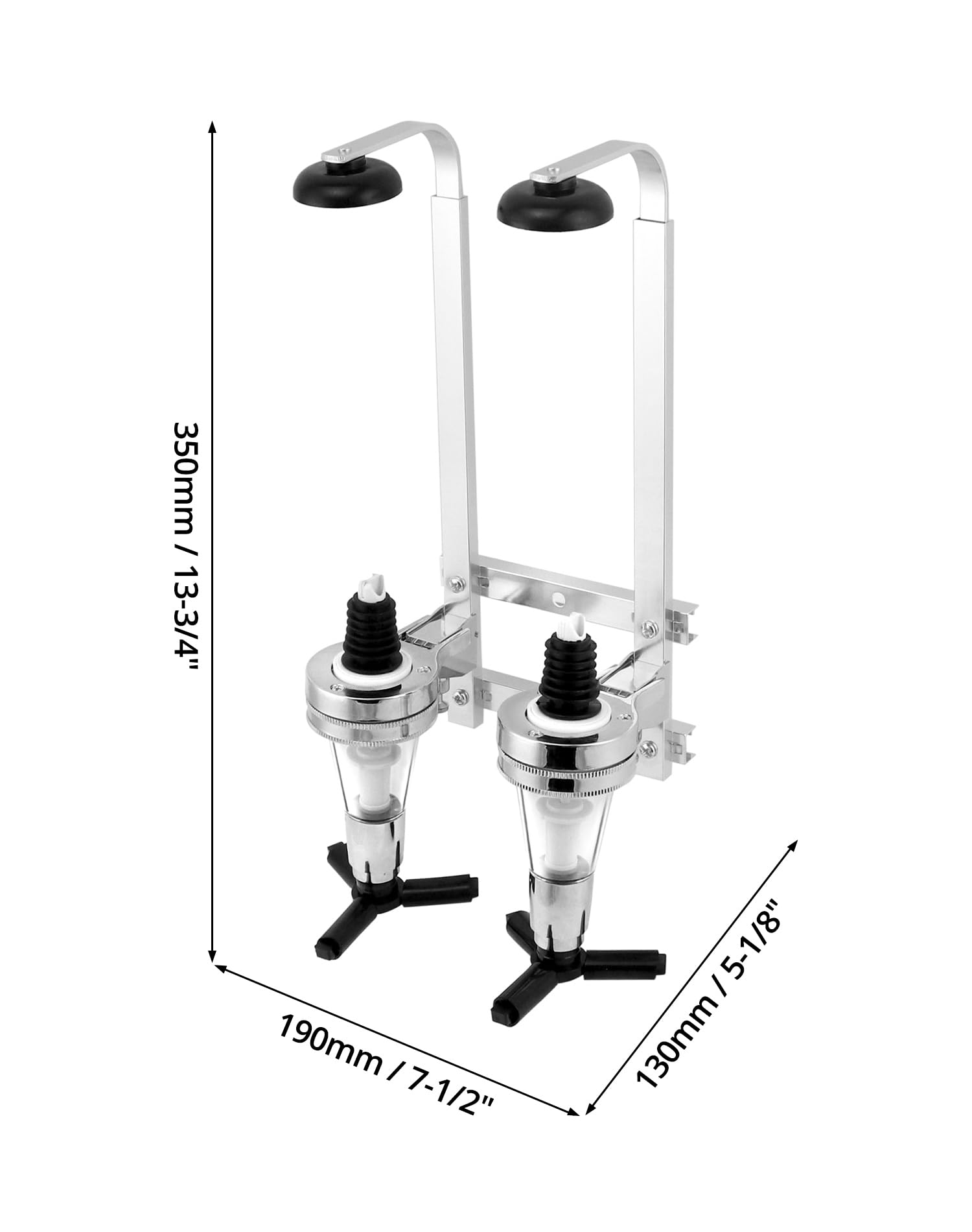 Dispensador de licor de pared de 2 botellas con boquilla giratoria, juego de vasos de aleación de aluminio resistente para bares y hogar, mezcla de válvulas giratorias, mejora la decoración, 6