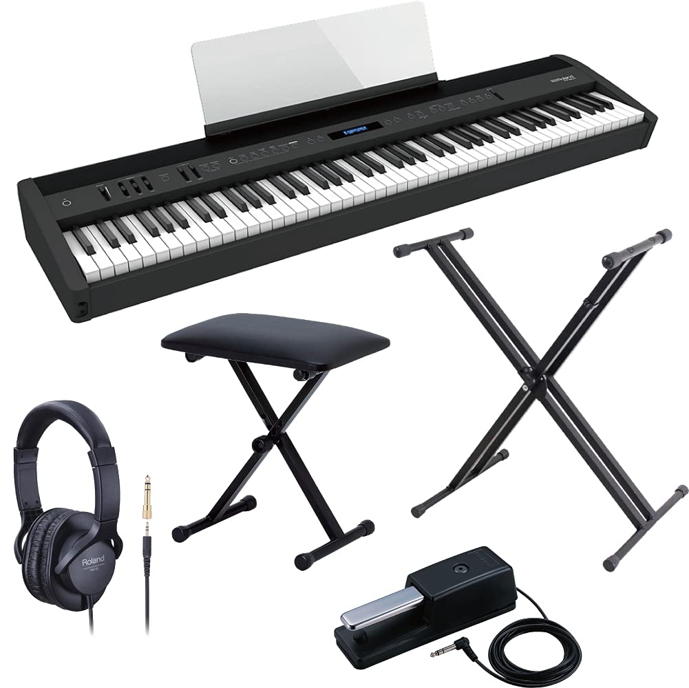 Roland 電子ピアノ ブラック 椅子付き(引き取り限定)美品✨ Amazon | Roland FP-60X-BK【ヘッドホン、XX型スタンド、X脚ベンチ