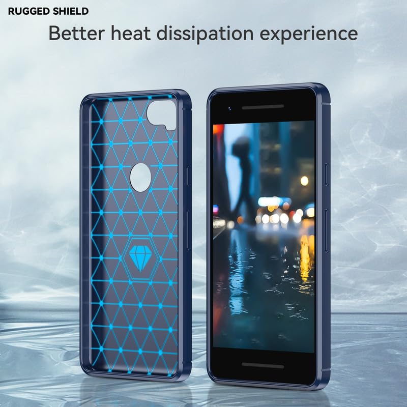 Image of Hybrid Carbon Fiber Back Case for Google Pixel 2 (Blue)