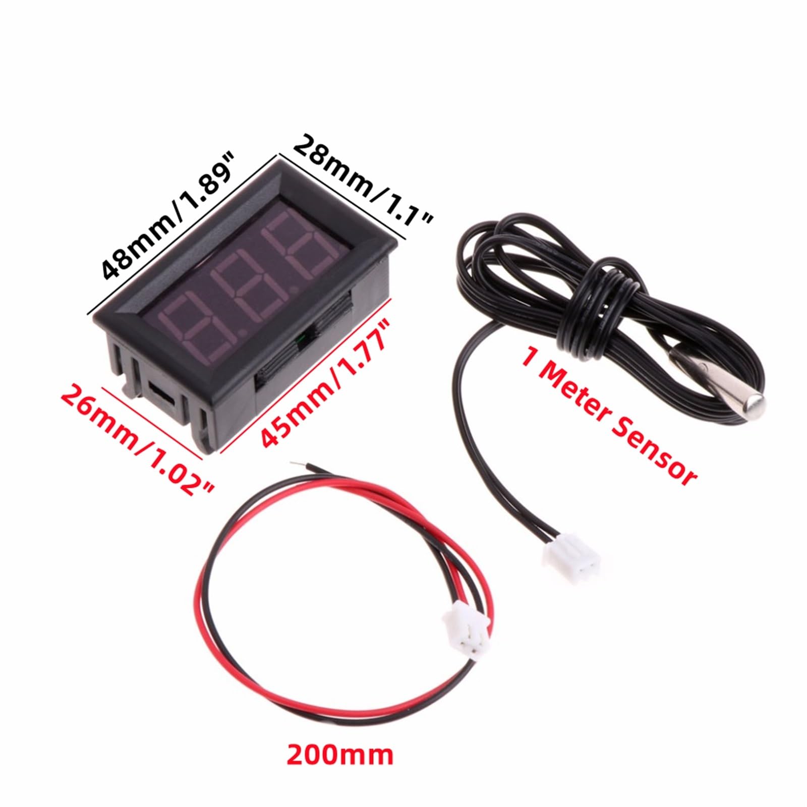 Cyfrowy termometr LED 5 V 12 V 0,56 cala do samochodu, do użytku wewnątrz i na zewnątrz, do inkubatora, akwarium, czujnik temperatury, stacja pogodowa (Blu)