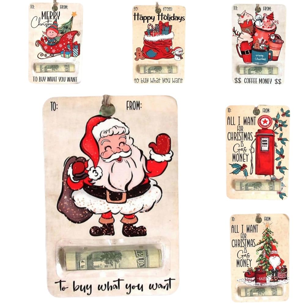 CTRLZS Christmas Wallet Gift, Handmade Wooden Wallet Christmas Wallet Decoration Blessing Christmas Tree Pendant Ornaments