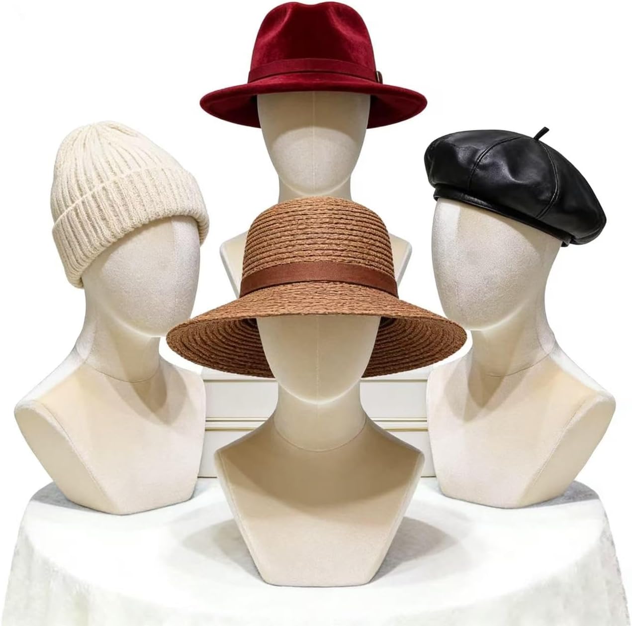 Neutral Foam Mannequin, Head Model Wig and Hair Accessory Display Stand, Necklace and Hat Mannequin (White)