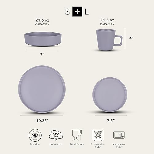 Miniatura 2 de Stone Lain Cleo Vajilla de Gres de 32 Piezas Redonda, Gris Claro, Servicio para 8, Coupe - Celina