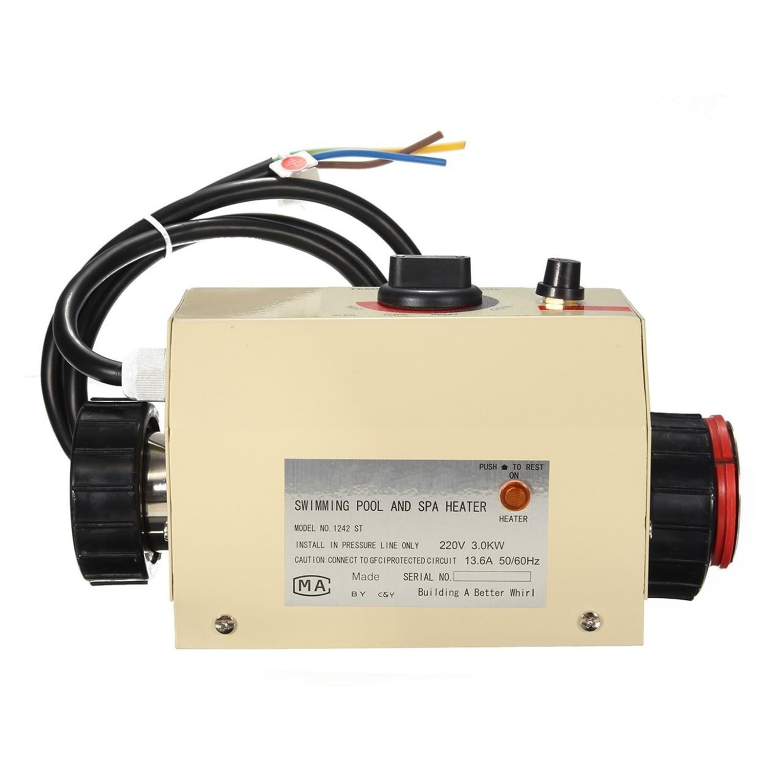 Calentador de Piscina, 3KW/2KW Piscina y SPA Bañera de hidromasaje El Ectric Calentador de Agua Termostato(2KW)