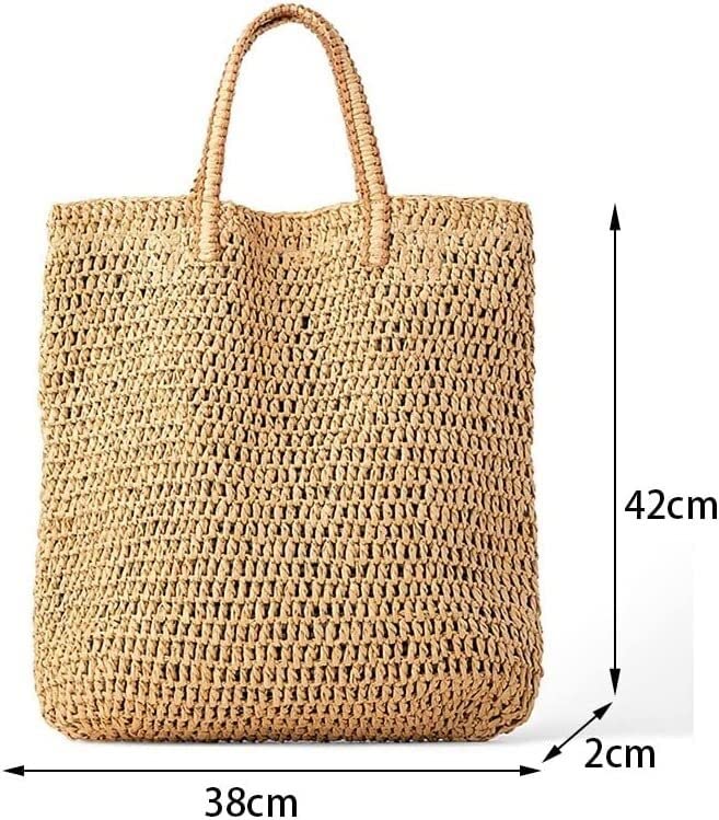 Borsa In Paglia Intrecciata Felite Fnn Da Donna – Grande, Tracolla, Per Spiaggia E Viaggio, 36x10x35 Cm - 3