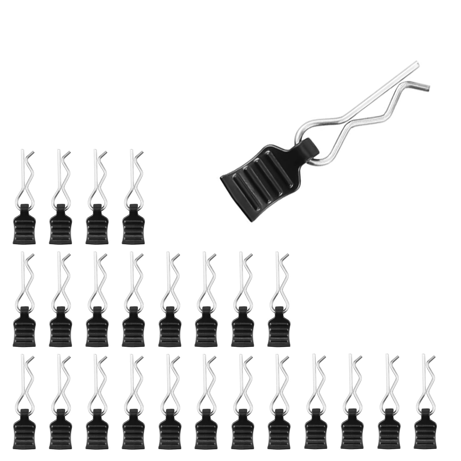 Shwdsy Skarosserie Splinte Klammern, 24 Stück Rc Karosserie Clips, Schwarz Rc Karosserieklammern mit Zuglasche, für Rc Karosserie, Geeignet für 1/8, 1/10, 1/12, 1/14, 1/16, 1/18 und 1/20 Modelle
