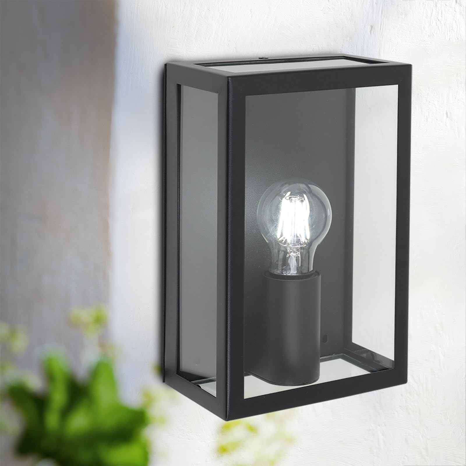 MULANDI 25W Aplique Pared Exterior IP65, E27 Luz Exterior Moderna con Aluminio Anticorrosivo, Aplique Impermeable para Fachadas y Jardín - Negro (No Incluida Bombilla)