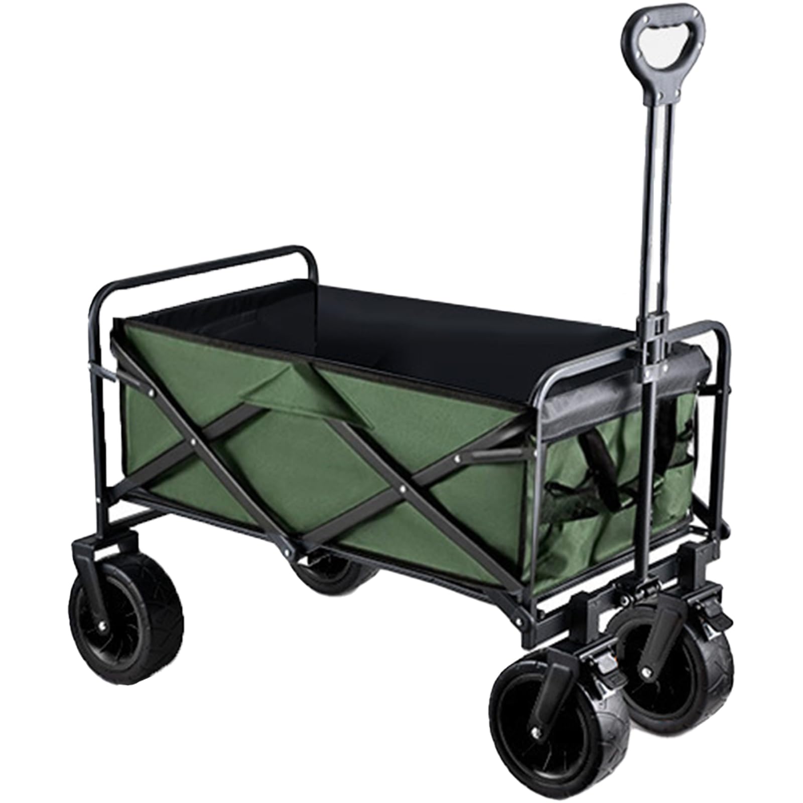 Carrito plegable de alta resistencia, carrito de capacidad con portavasos, ruedas universales todoterreno para compras, camping, deportes y comestibles