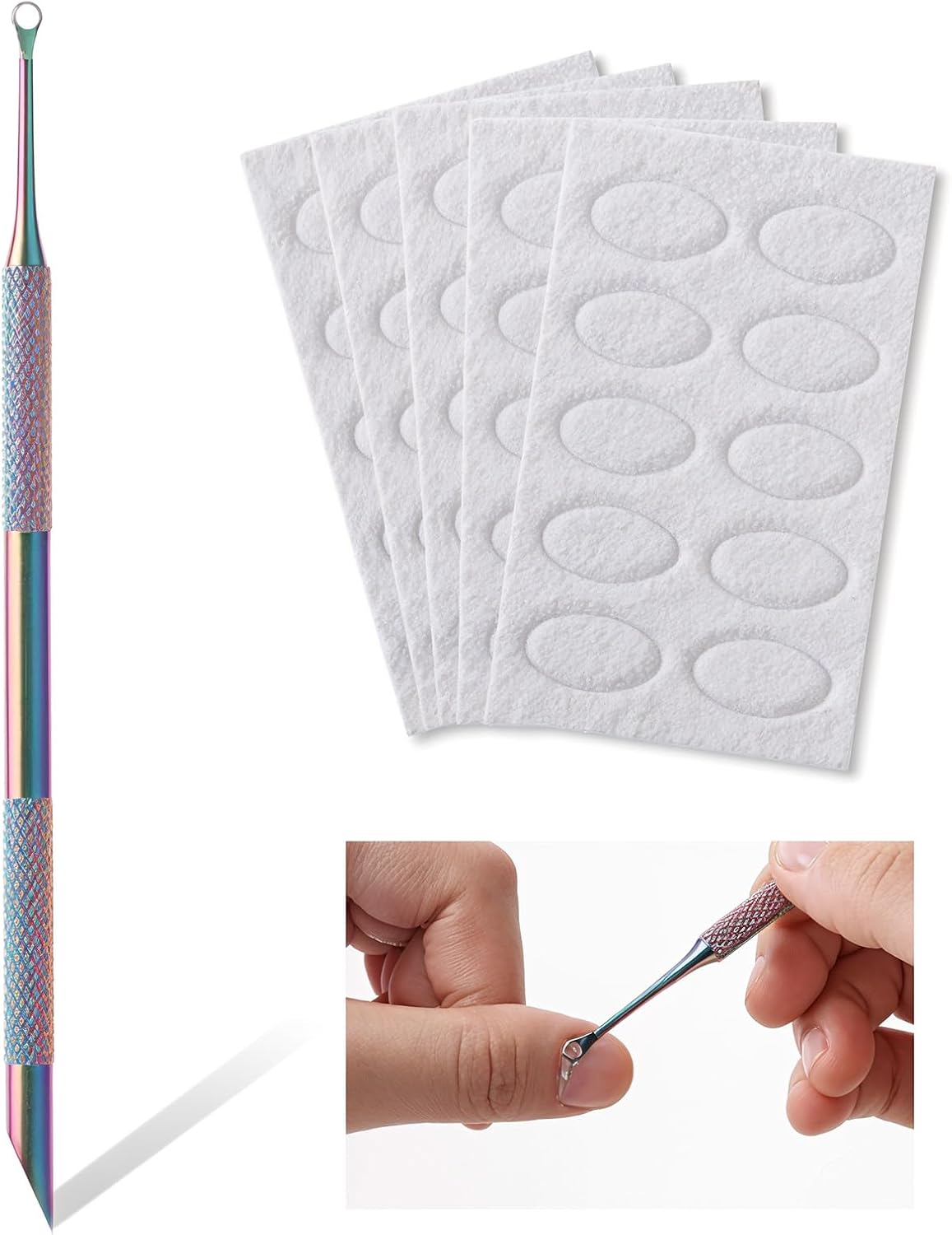 Nagelriemduwer, dubbele nagelriemverwijderaar met 5 nagels, zandpolijsttabletten, nagellakverwijderaar, nagelriemtrimmer, manicureset voor pedicure, nagelkunst