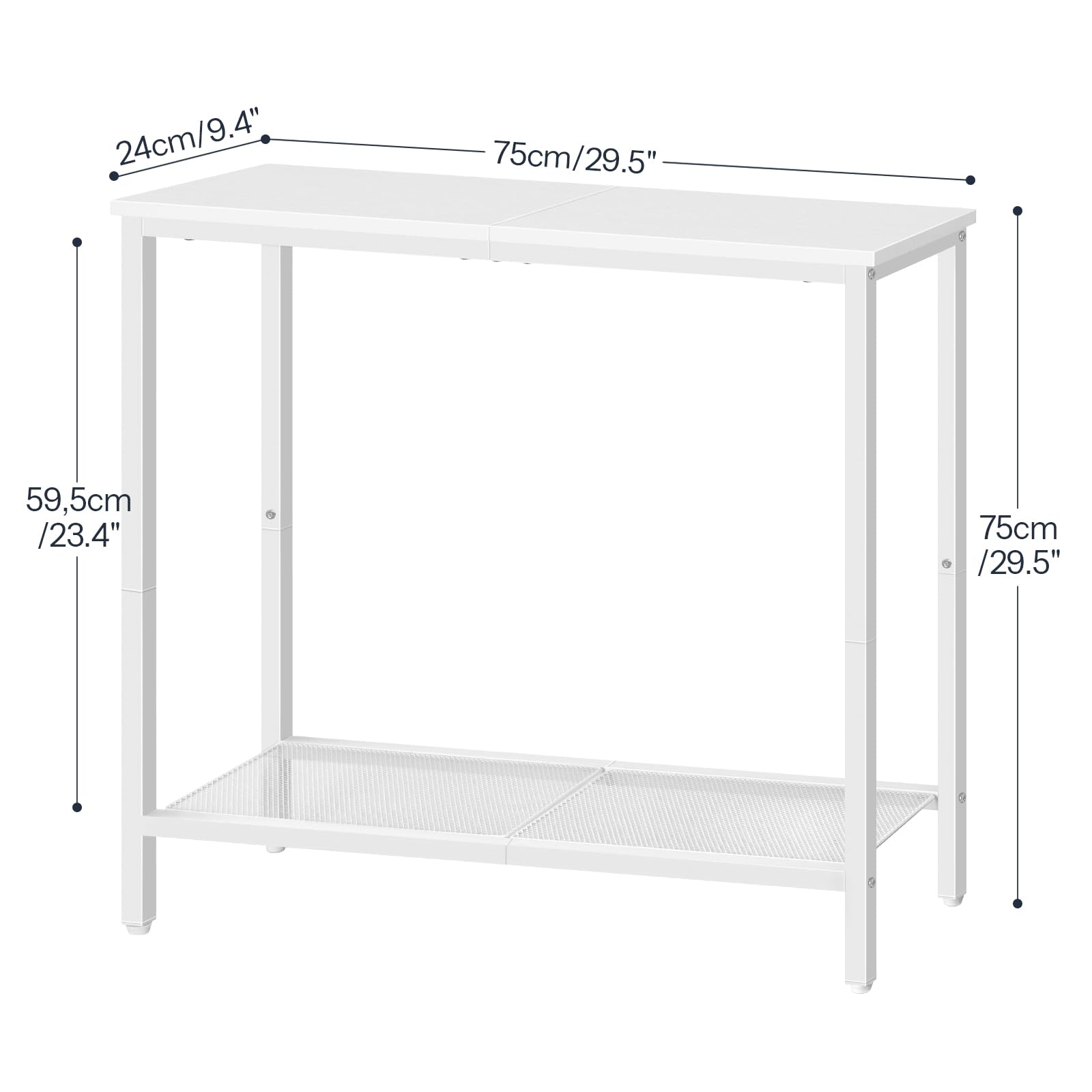 HOOBRO Consolle Ingresso, 75 cm Tavolo Console Stretto, Piccolo Tavolo da Divano con Ripiano Portaoggetti, per Corridoio, Soggiorno, Camera da Letto, Salotto, Bianco EWW74XG01