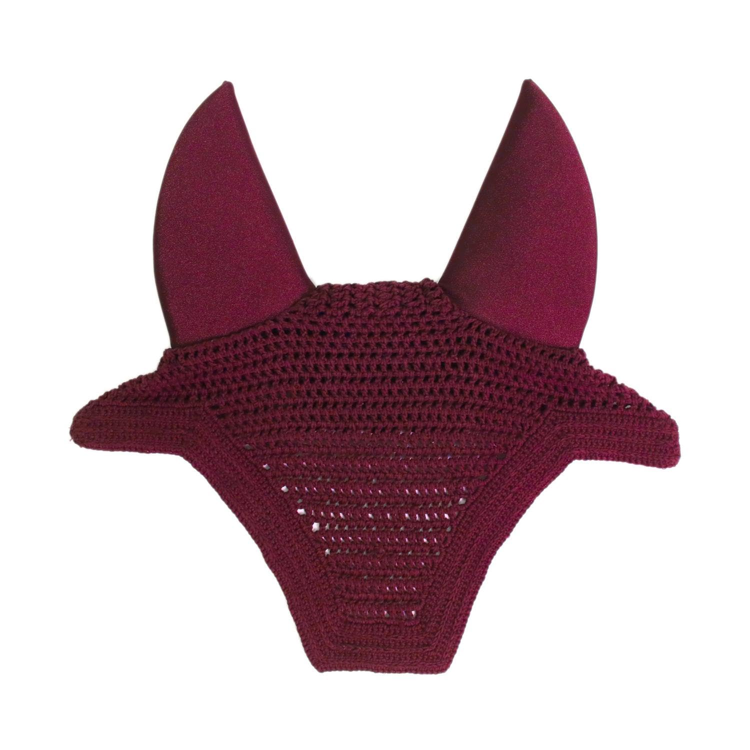 Bonnet anti-mouche Wellington soundless bordeaux pour cheval stressé au bruit