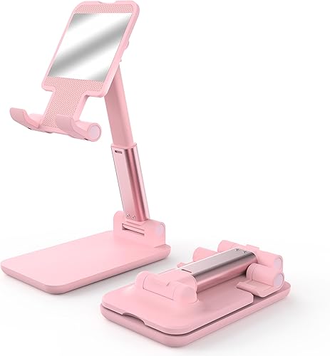 Miniatura 14 de Soporte para teléfono celular, soporte ajustable en ángulo y altura para escritorio, plegable y portátil, almohadilla antideslizante de silicona,