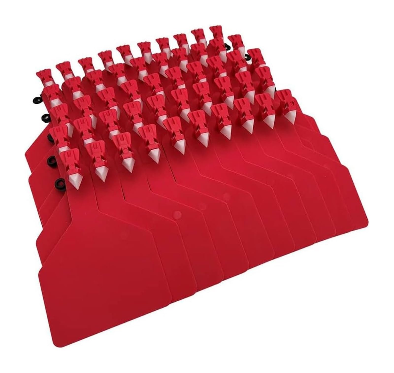 Nummerierte Ohrmarken zur Tierkennzeichnung, Kunststoff-Ohrmarken for Nutztiere, mehrfarbig, Packung mit 50 oder 100 Stück(Red,50pcs)