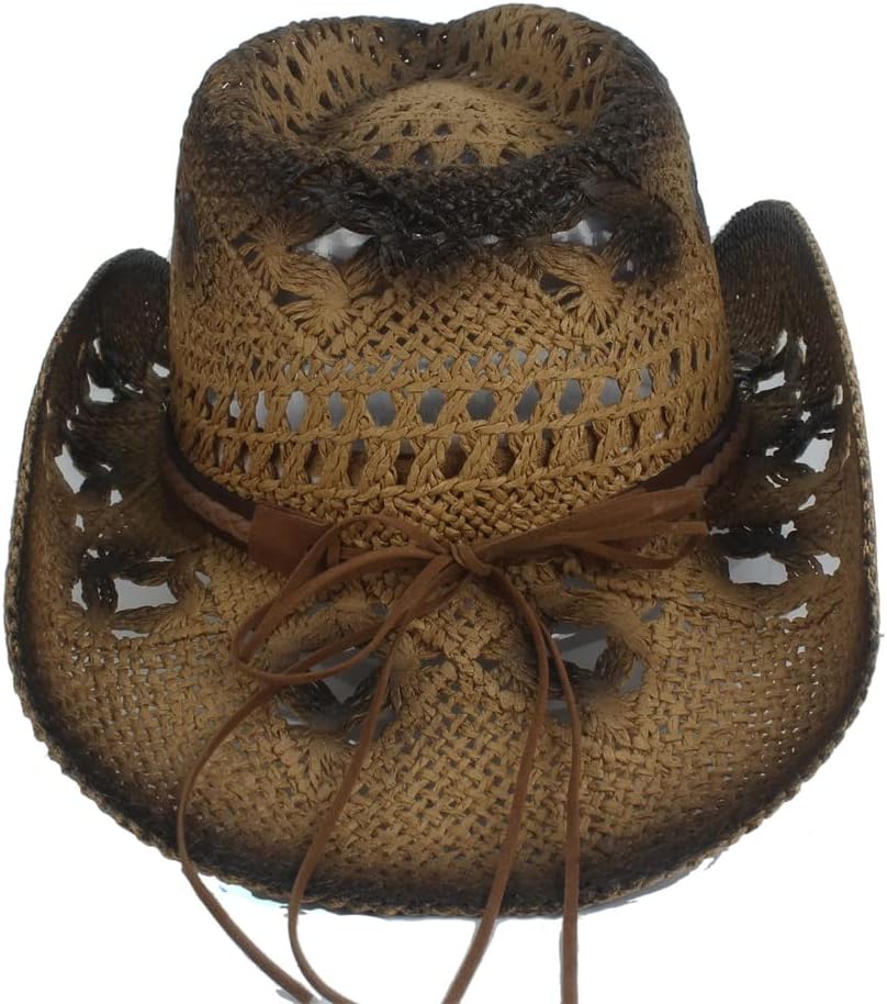 Boho Fringed Cutout Western Cowboy Hat Beach Cowgirl Jazz Sun