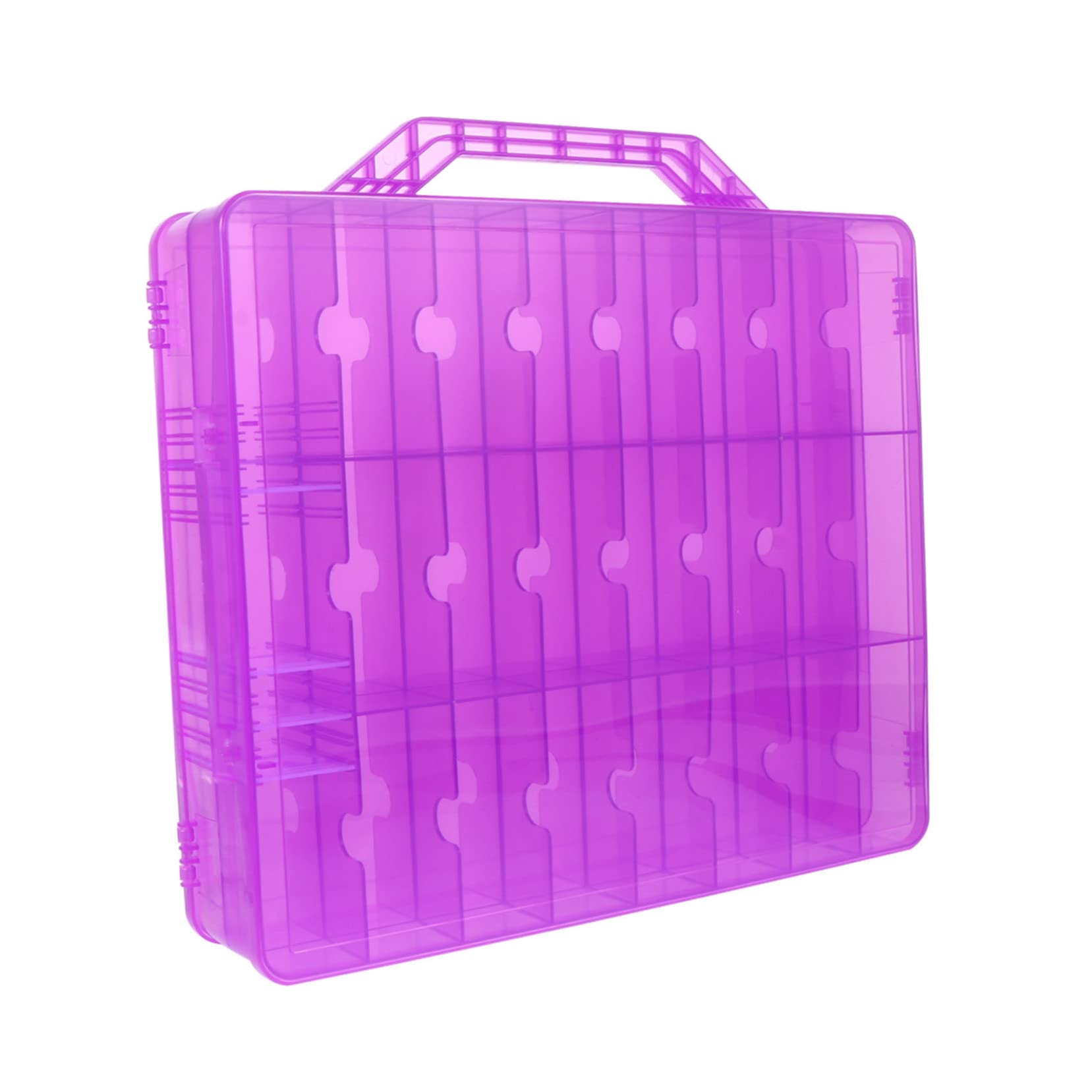 Scatola Porta Smalto da 48 Scomparti in Plastica Porpora | Manico Comodo, Chiusura Pratica, Scomparto Rimovibile, Partizione Scientifica