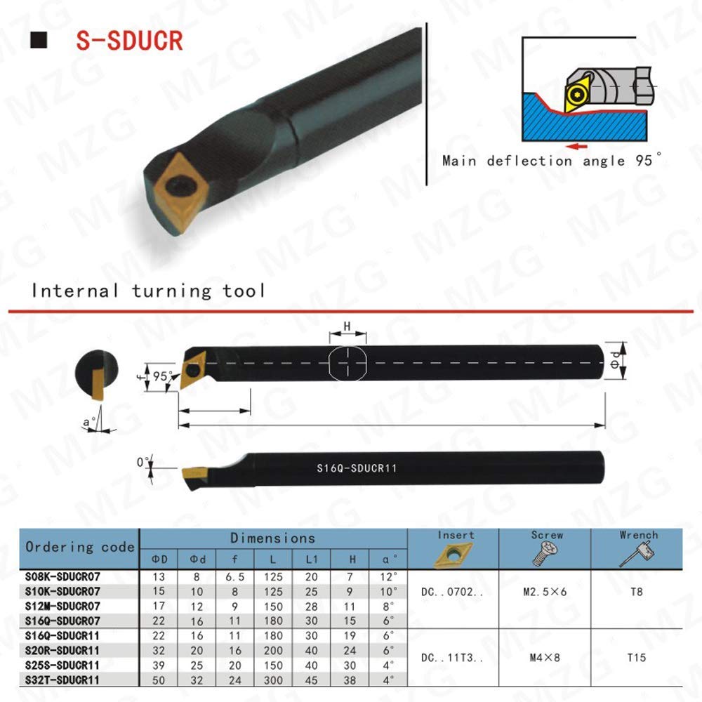 Cortador de mecanizado de torno CNC S20R-SDUCR11 Barra de 20 mm Portaherramientas de torneado interno
