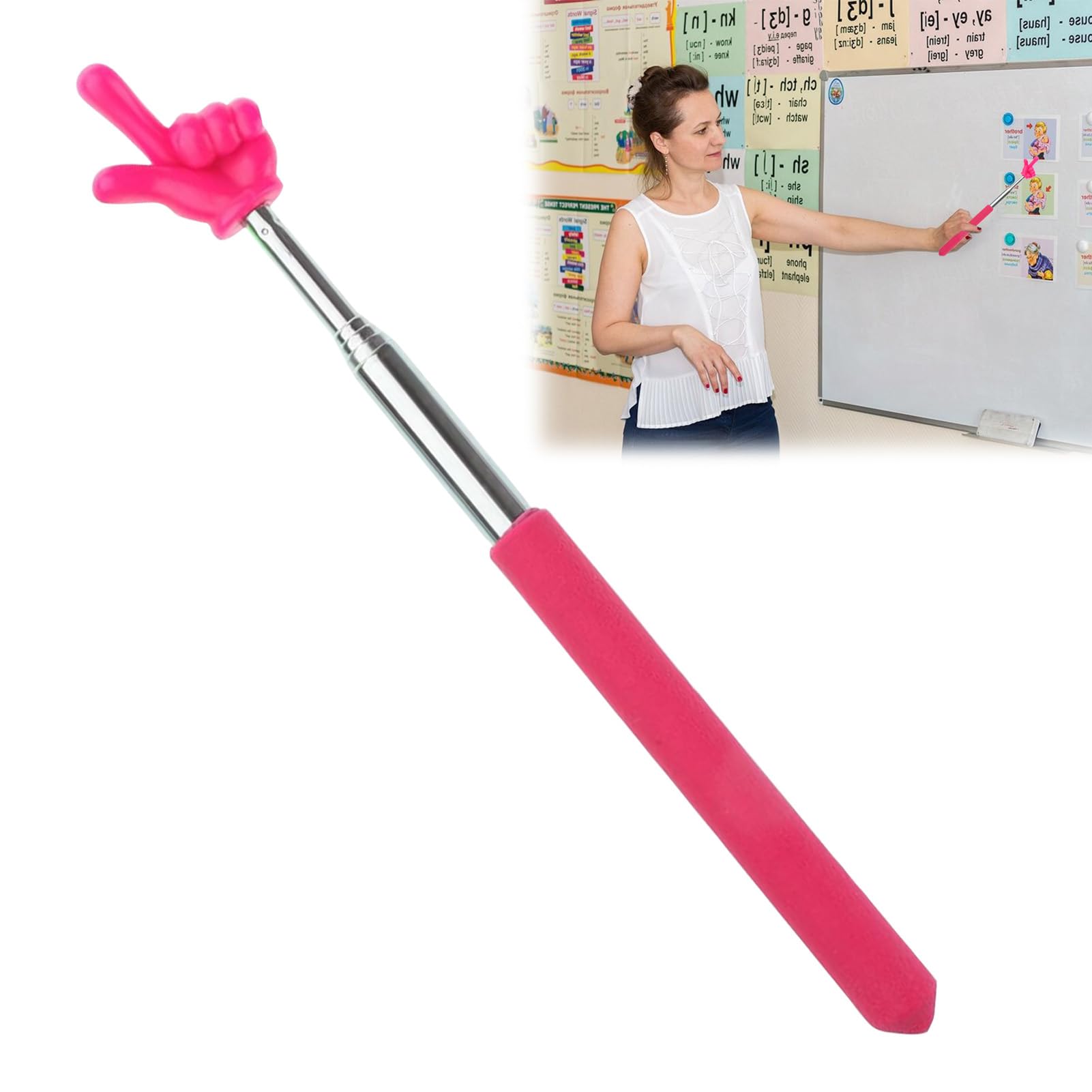 Lot De 6 Baguettes De Pointage Extensibles En Acier Inox - Longueur 21,5 à 69,5 Cm - Couleurs Vives - Pour Enfants, Enseignants