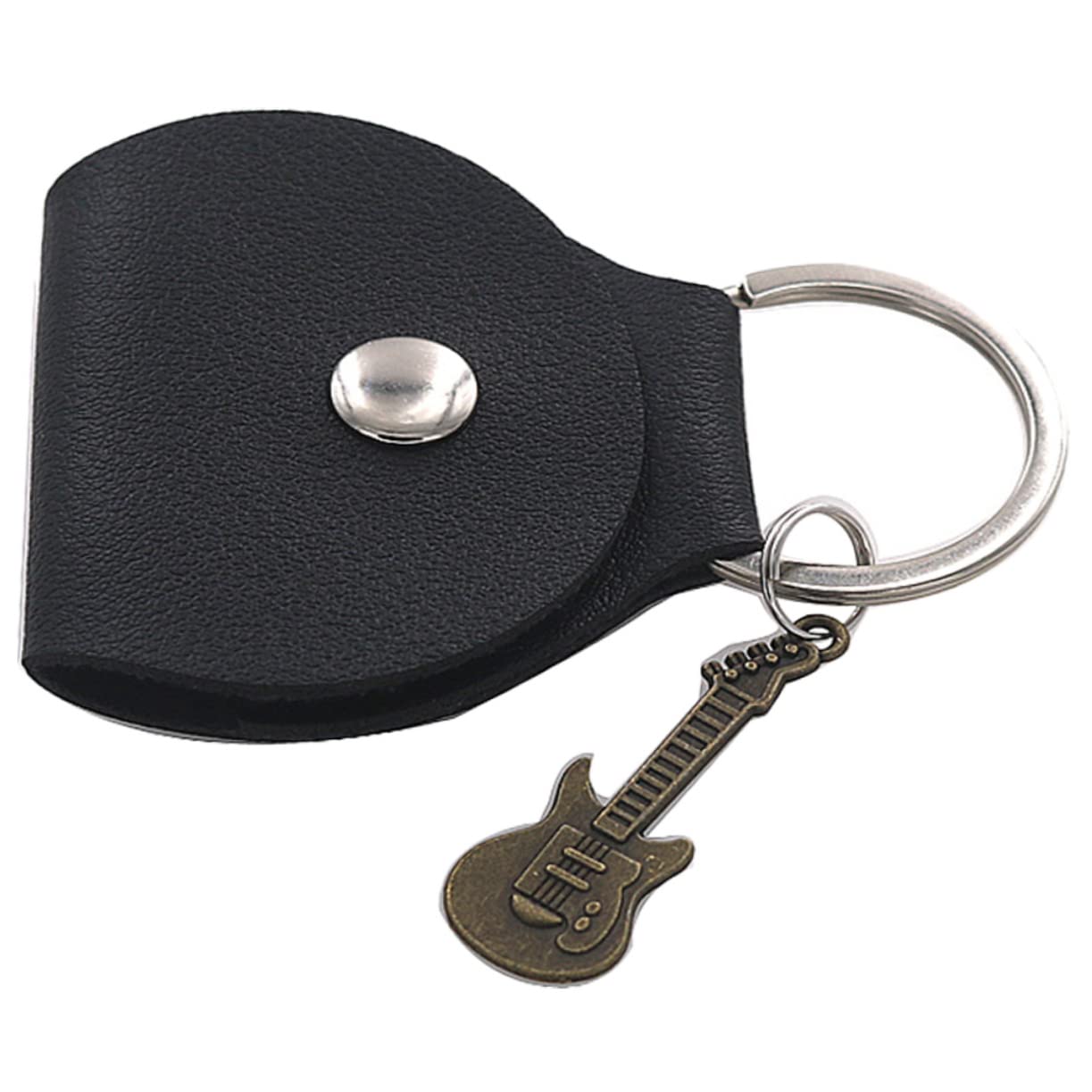 FUNOMOCYA 1Set Guitar Pick Storage PU Bag Portable Plectrums Organizer with Guitar Shape Keychain for Musicians for Guitarists Ukulele Players Music Lovers