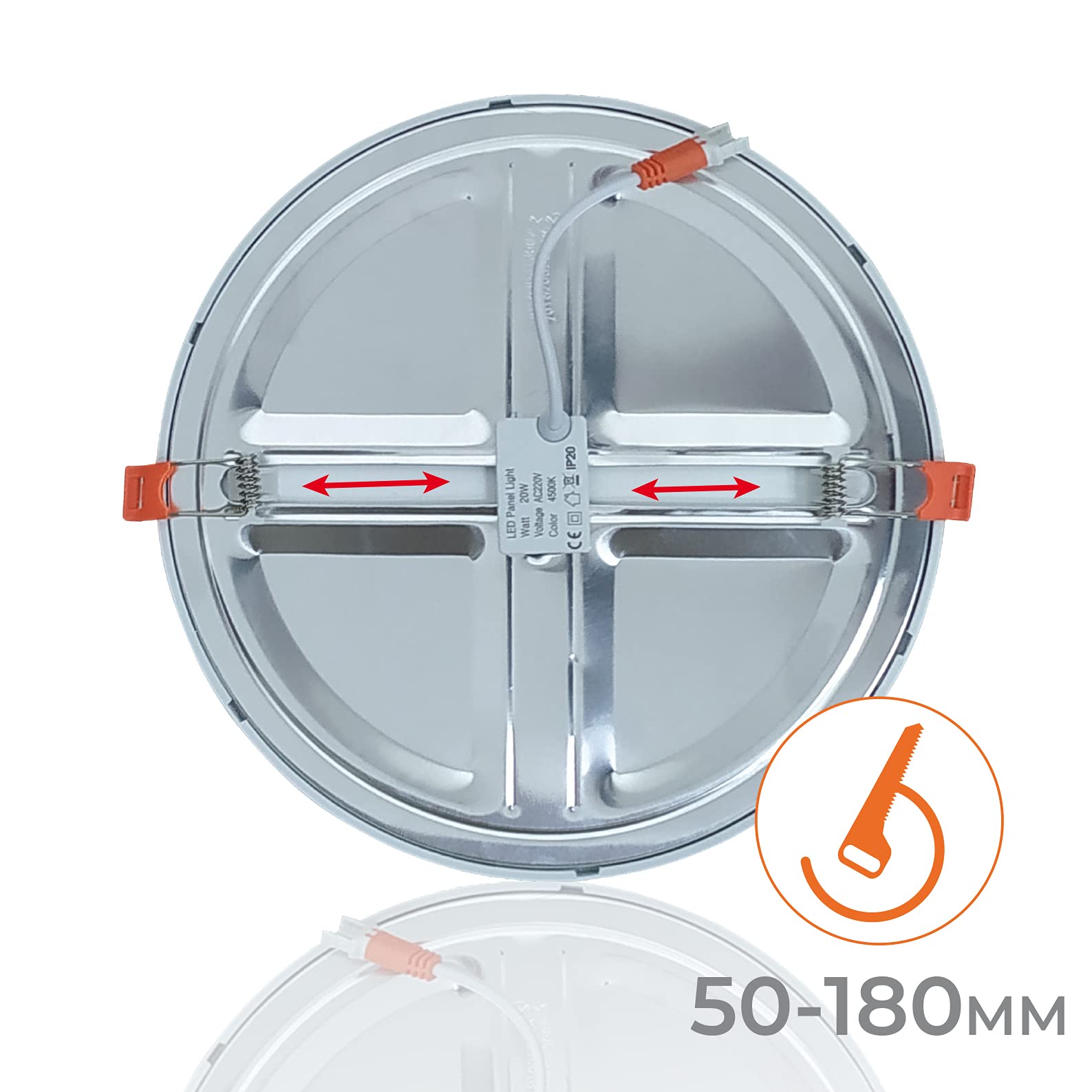 LED ATOMANT Lot de 2 Panneau LED Encastrable Downlight Rond Plat Coupe Réglable (50-180mm) 20W, Couleur Blanc Neutre (4500K), 1800 Lumens, Driver inclus