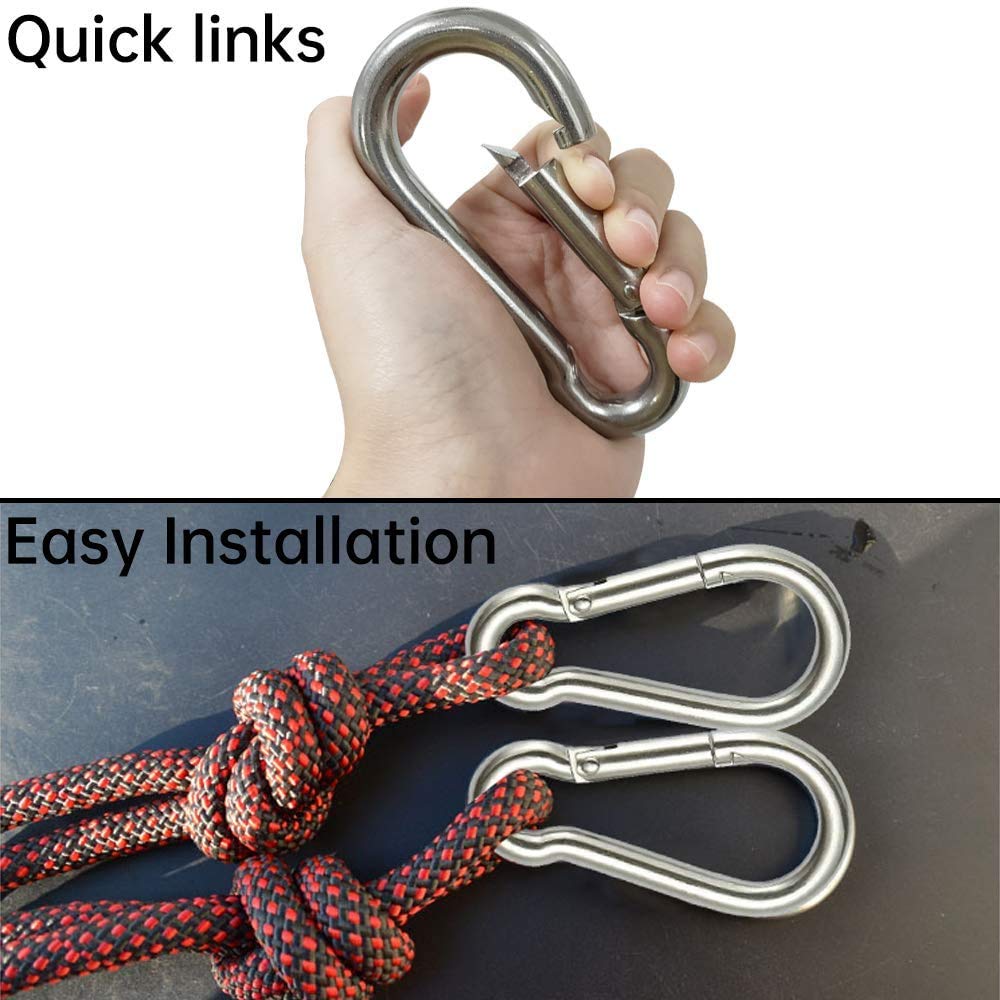 Anvin Carabiner Clips 8 Pcs Spring-Snap Hook Quick Link M6 304 Stainless Steel Clips Spring Buckle Rope Connectors For Keychains Harness Dog Leash
