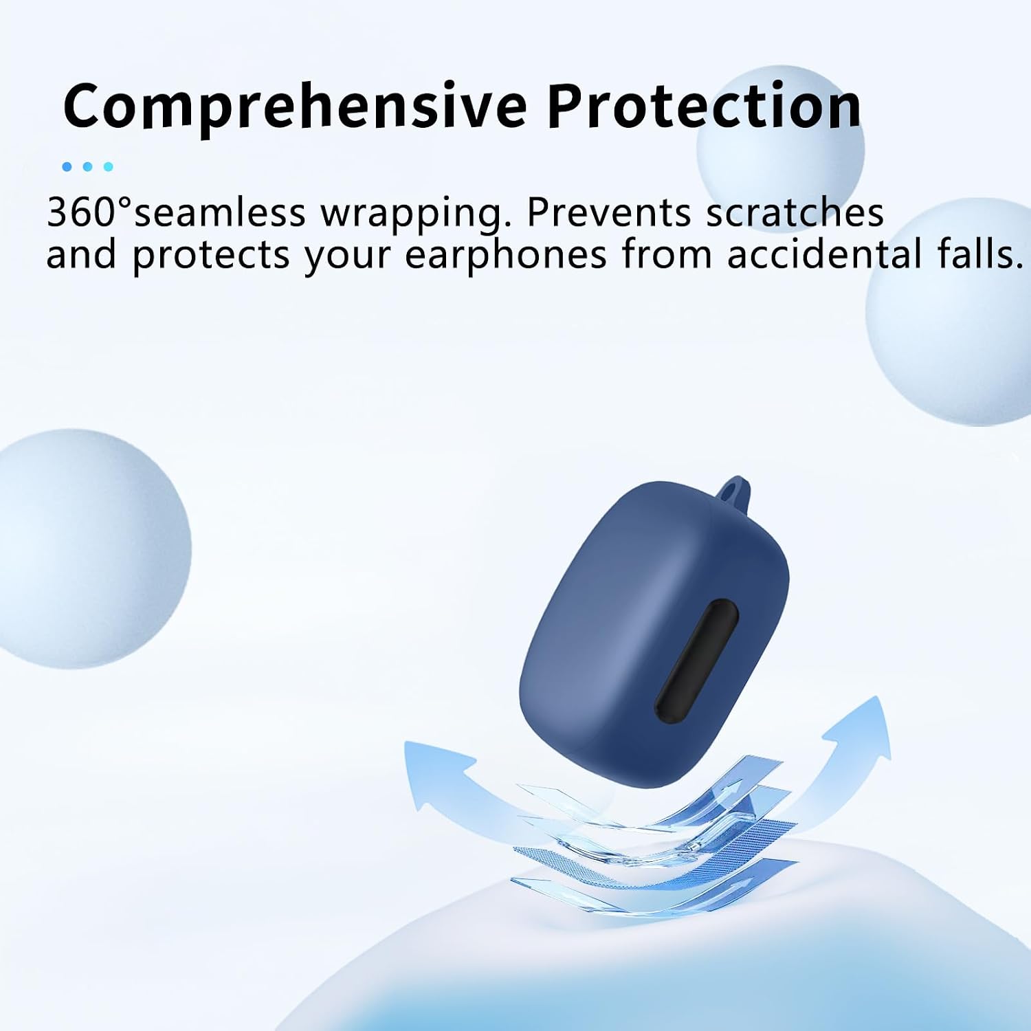 for Soundcore Liberty 4 Pro by Anker Case Cover,NOUKAJU Wireless Earphone Silicone Protective case(with Carabiner+Lanyard) Drop-Proof,Scratch-Proof,Shock-Proof,Reserved Charging Port,dust-Proof(Blue) image 3