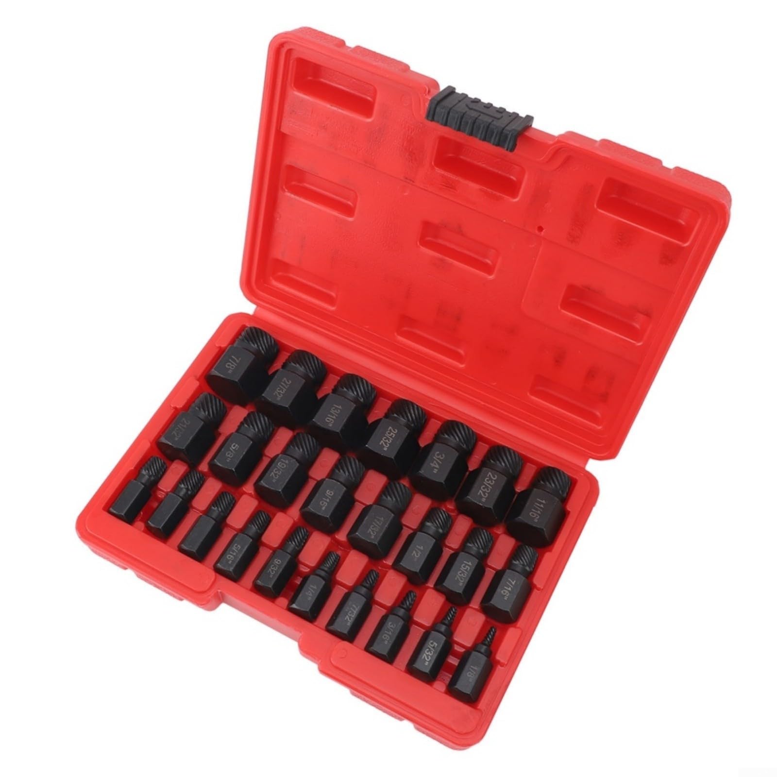 Set di estrattori per viti, set di estrattori per bulloni, rimozione viti danneggiate, design multi-scanalato, in acciaio ad alto tenore di carbonio, kit da 25 pezzi per perni rotti, dadi, rimozione