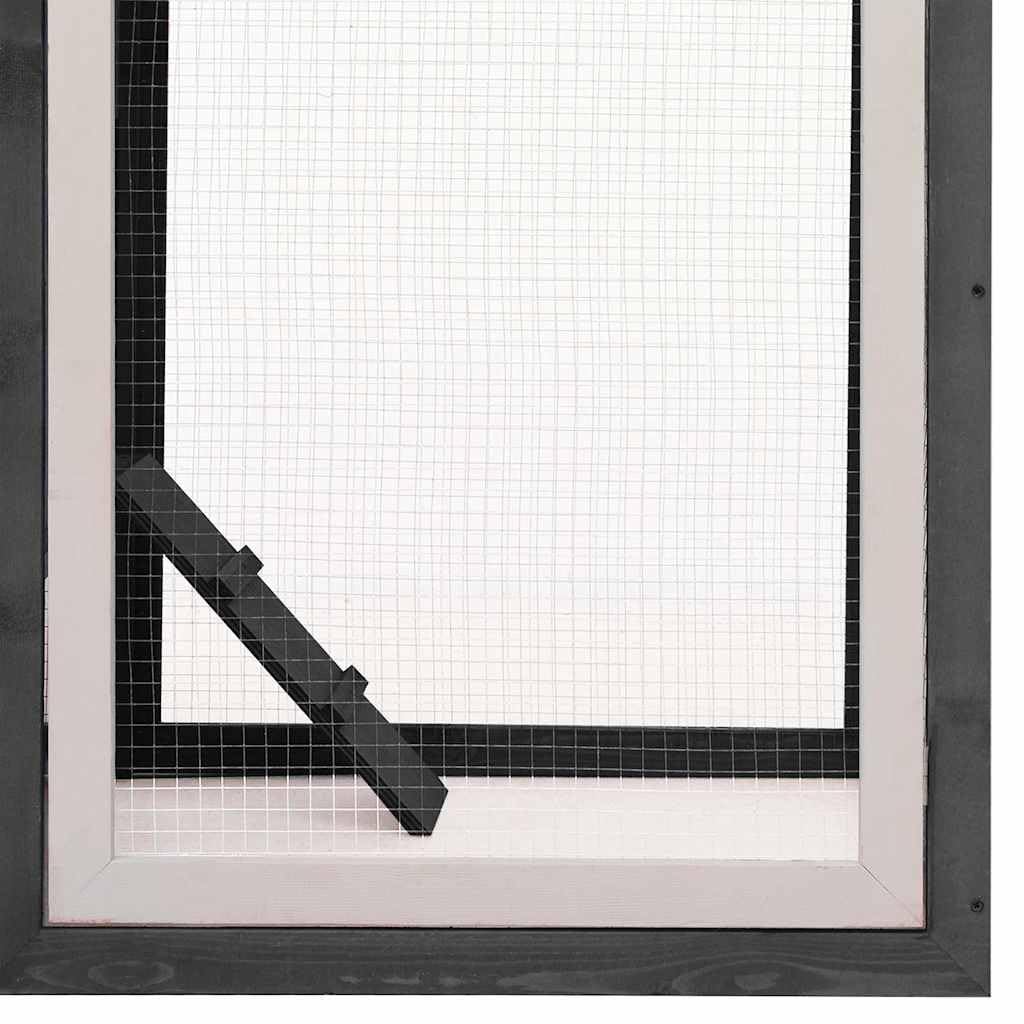 Klatka dla kurcząt, szara, z litego drewna sosnowego i jodłowego, 170 x 81 x 110 cm, z malowaną proszkowo kratką drucianą i wodoodpornym dachem, do wybiegów dla małych zwierząt i wybiegów w