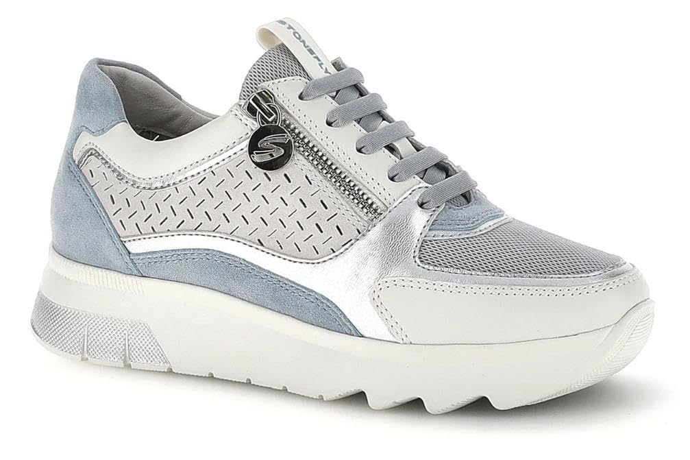 Scarpe Sportive Stonefly Spock 50 Blu con Cerniera Laterale e Soletta Blusoft Memory - Donna