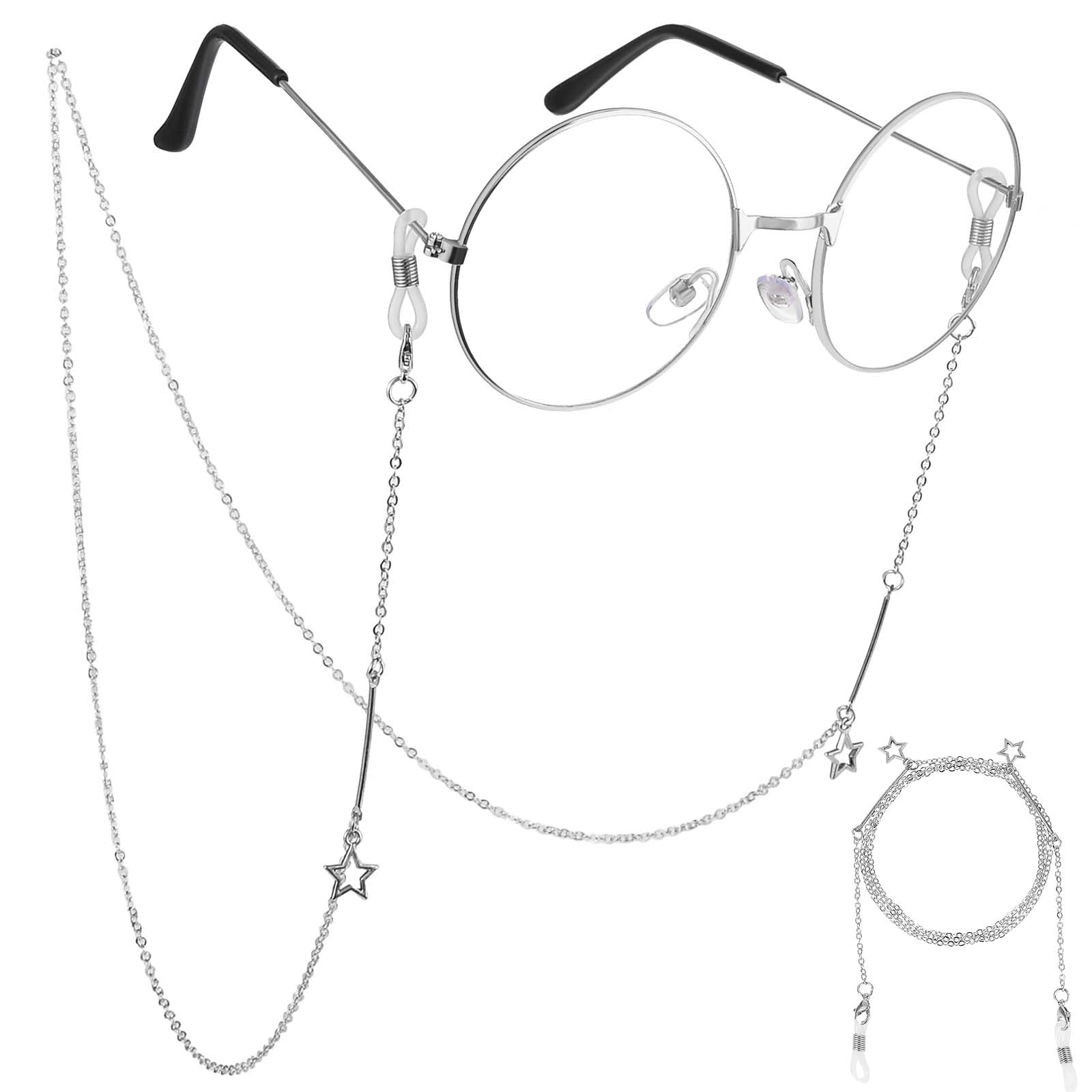 WLLHYF Cadenas de gafas para mujer, elegantes, de metal, correa de retención para gafas, cordón dorado plateado, soportes para gafas de sol alrededor del cuello, accesorios de cadena
