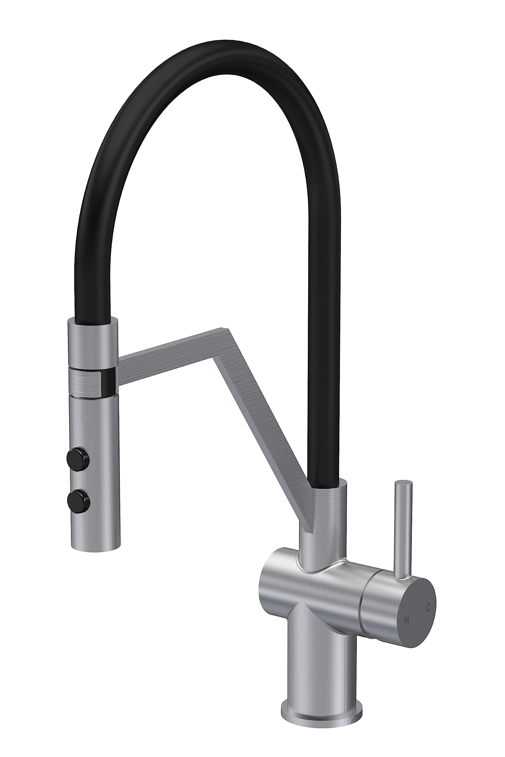 Nuie Brushed Nickel Kra605sl Ravi Mono Mixer Kitchen Tap With Single Lever Handle, 436Mm,