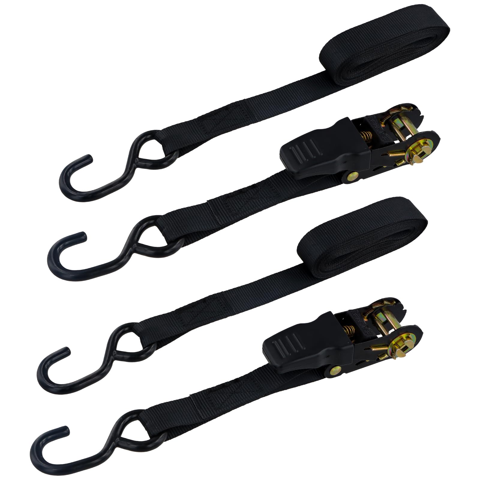 Sangle à Cliquet Chiluxendo - Lot De 3 Sangles 2.5cm X 4m - Noire - Fixation Moto Remorque