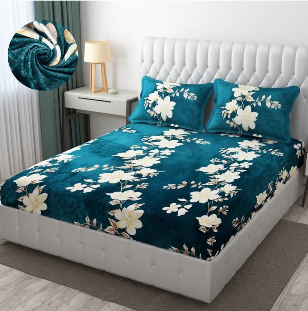 Warm Winter Bed Sheets - King Size, Dark Green -12